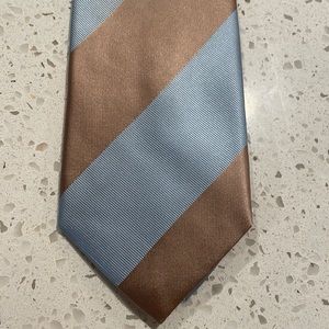 Charles Tyrwhitt light blue and tan striped silk tie
